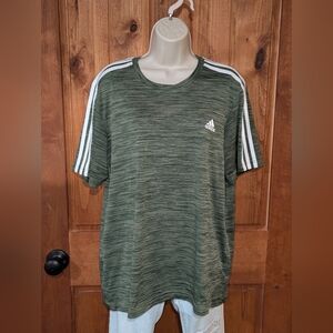 Adidas Men's Green Striped‎ Shirt